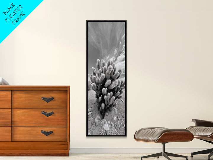 Desert Cactus, Nature Photography, Black White Art, Canvas Print, Boho Western Wall Decor, Modern Rustic Living Room Art, Nature Print