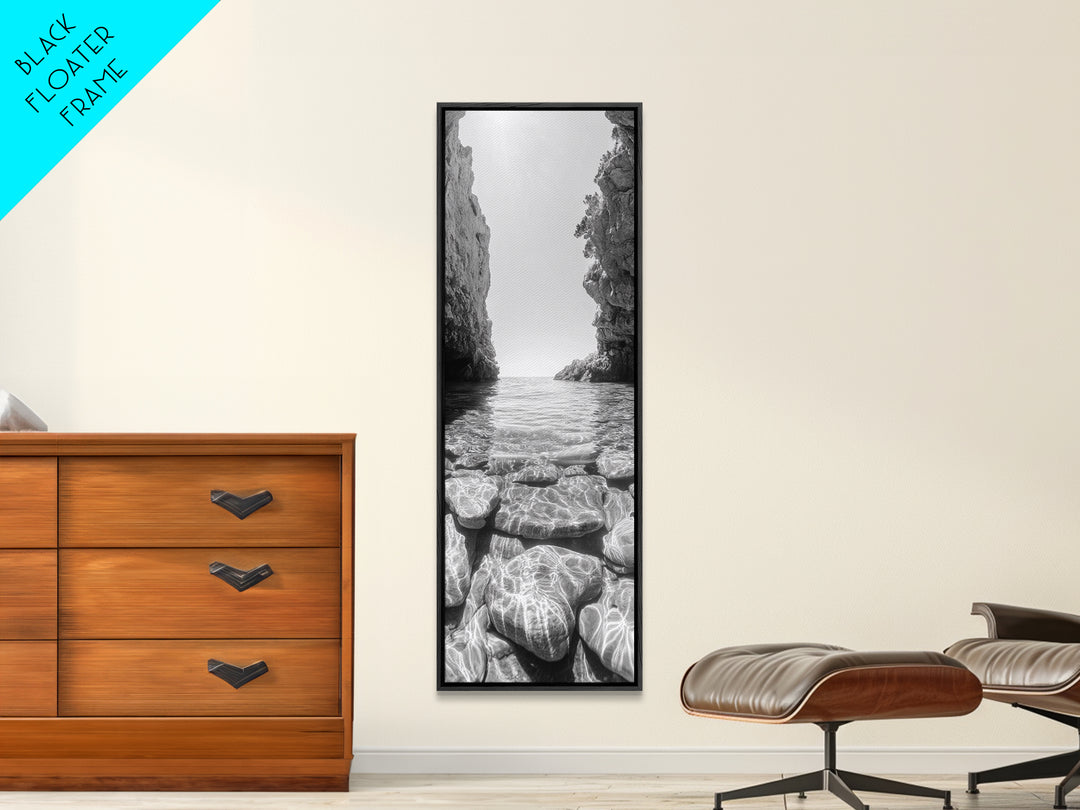 Crystal Cove, Reflections Water, Seaside Stones, Canvas Print, Tranquil Coastal Wall Art, Beach Bathroom Decor, Minimalist Style