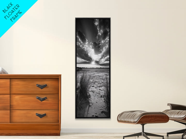 Desert Light Rays, Nature Sunset Art, Dramatic Sky Wall Decor, Canvas Print, Minimalist Desert Landscape, Living Room Wall Art