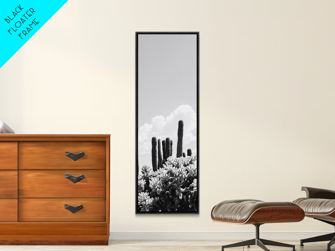 Cactus Cloudscape, Desert Plant Print, Southwestern Wall Decor, Minimalist Cactus Photography, Canvas Print, Boho Living Room Art