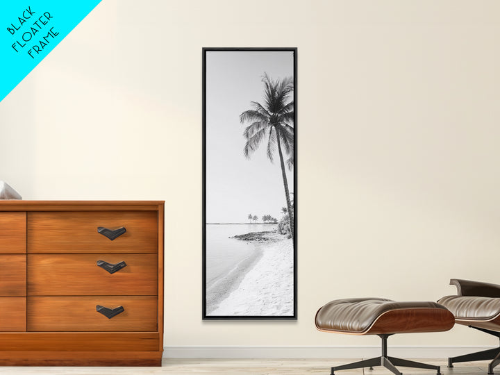 Coastal Palm Trees, Tropical Minimalist Print, Modern Beach Decor, Neutral Wall Art, Framed Canvas Print, Dining Room Summer Vibe