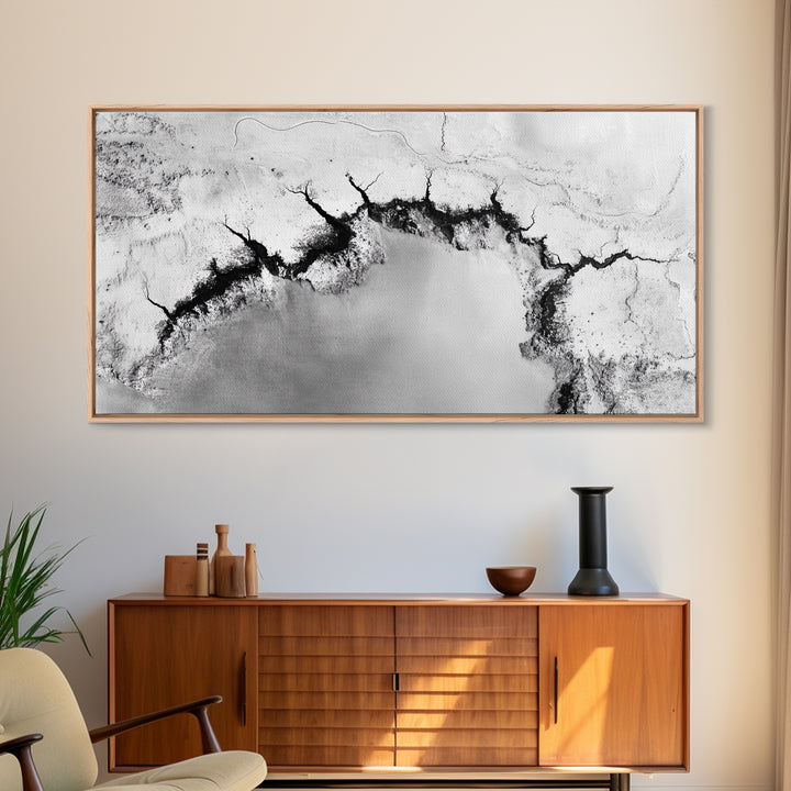 Aerial Desert, Cracked Earth, Modern Texture, Abstract Terrain, Canvas Print, Office Wall Art, Earth Tones, Contemporary Natural Art