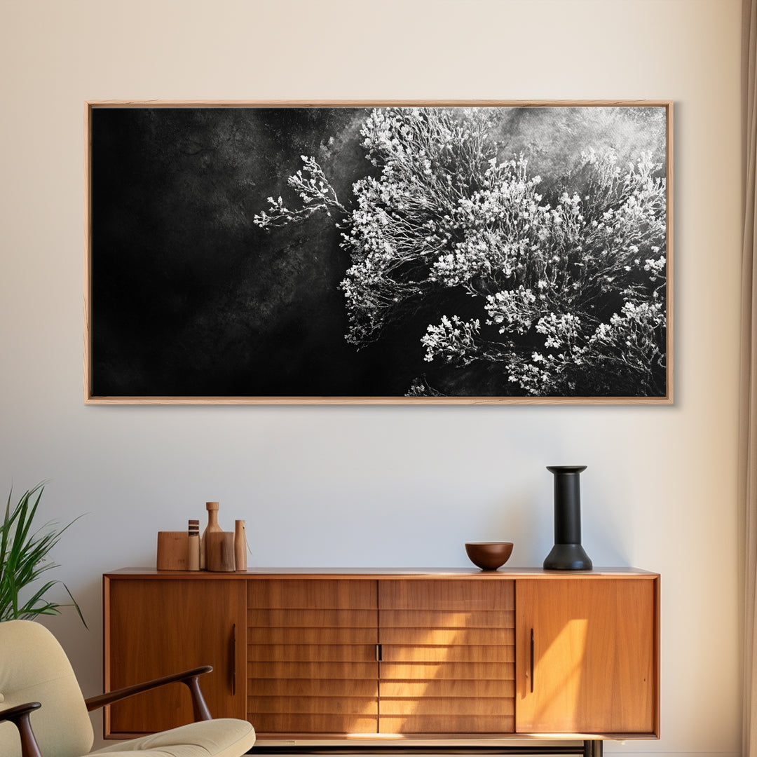 Botanical Texture, Nature Closeup Art, Modern Organic Aesthetic, Framed Canvas Print, Bedroom Wall Art, Neutral Boho Wall Decor