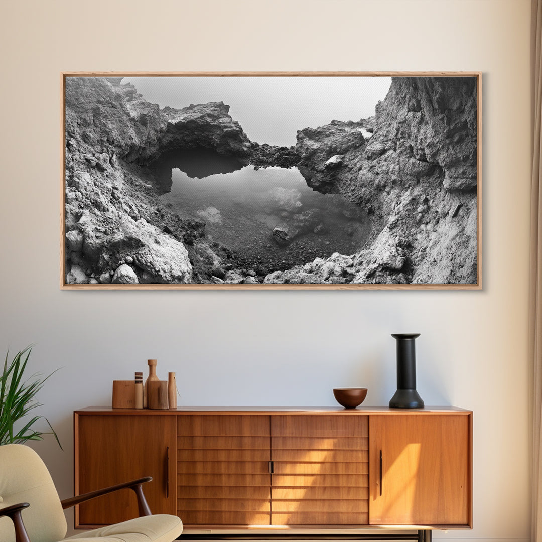 Arch Pool, Stone Lagoon, Natural Wonder, Organic Texture, Minimal Coastal Wall Decor, Canvas Print, Earth Tones Bathroom Art