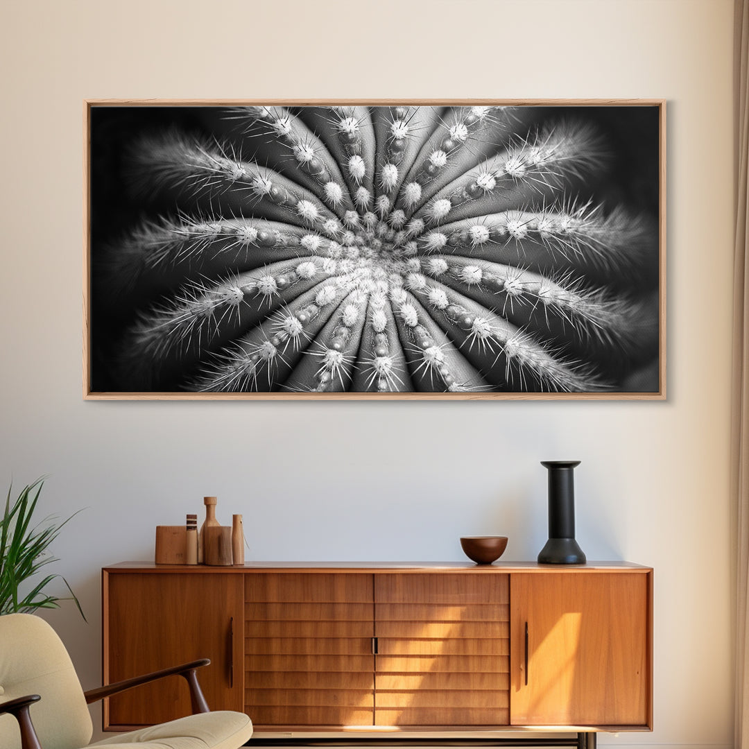Cactus Spiral, Desert Bloom, Nature Closeup, Modern Decor, Framed Canvas Print, Minimalist Botanical Art, Office Wall Art, Succulent Texture