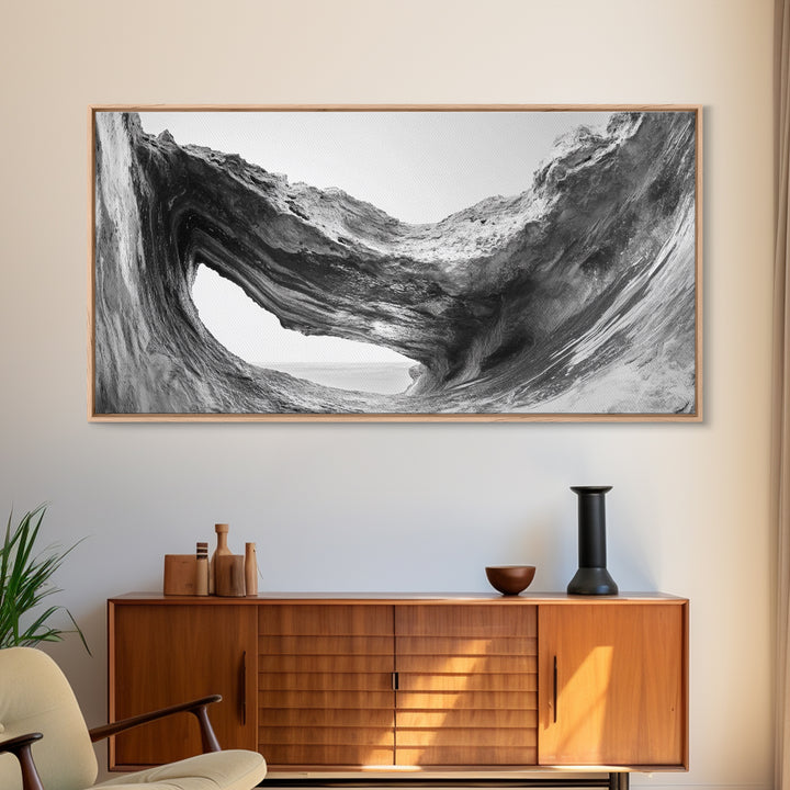 Ocean Cave, Textured Rock, Seaside Mystery, Canvas Print, Coastal Wall Art, Nature Photography, Bathroom Decor, Abstract Sea Cave