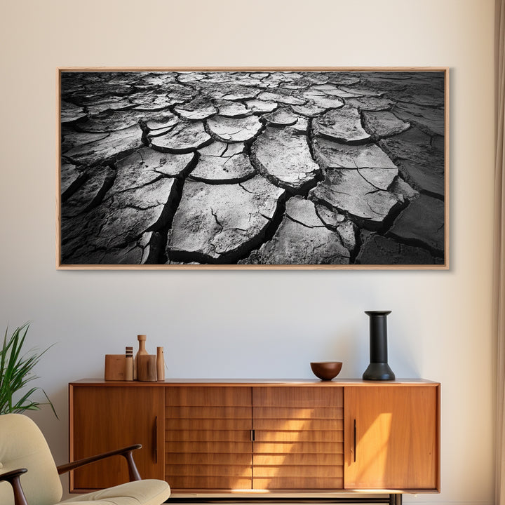 Cracked Earth Texture, Nature Closeup, Desert Minimalism, Earth Tone Art, Canvas Print, Rustic Home Decor, Fall Entryway Wall Art