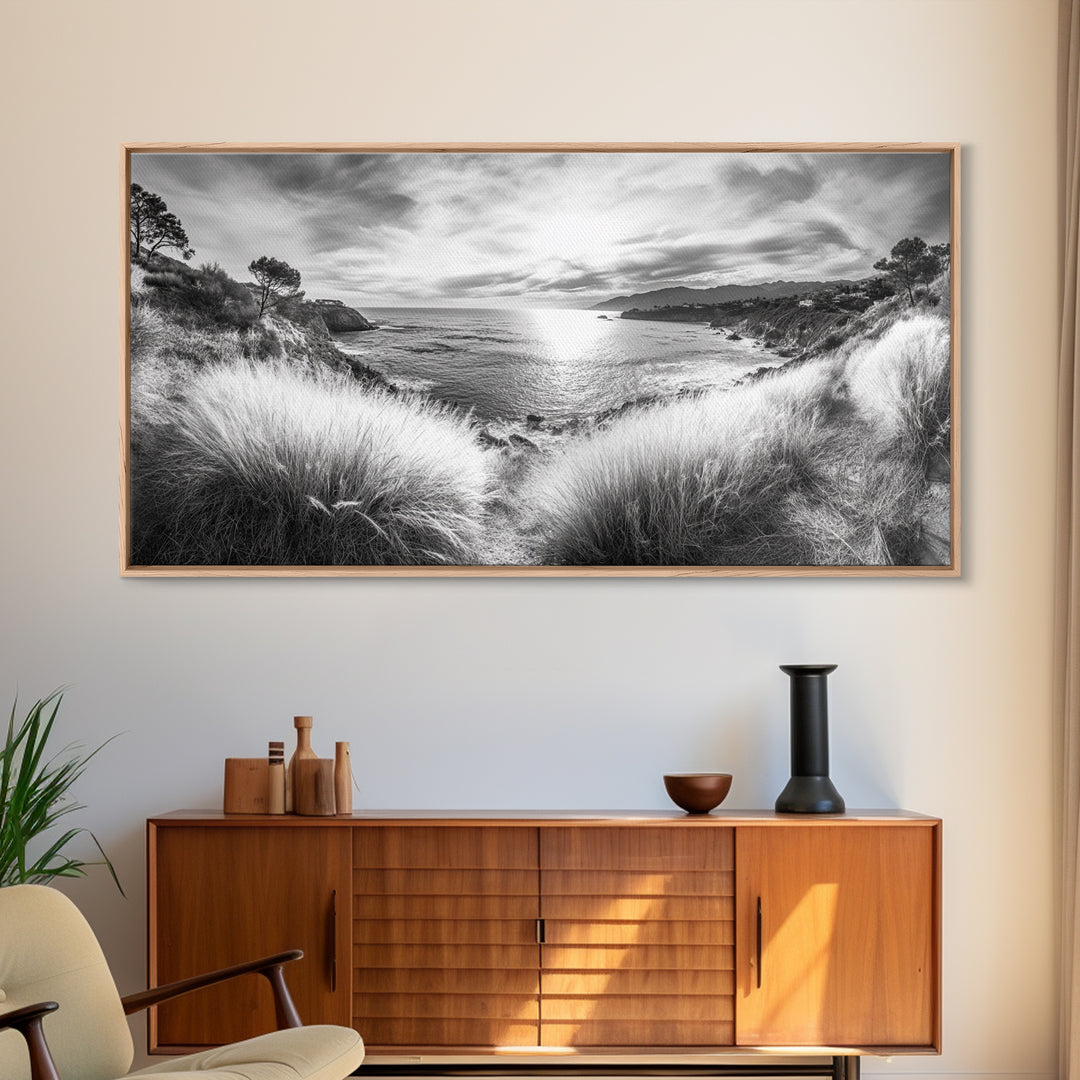 Coastal Bluff Sunset, Seaside Horizon View, Beach Landscape Scene, Serene Decor, Canvas Print, Living Room or Hallway Wall Art