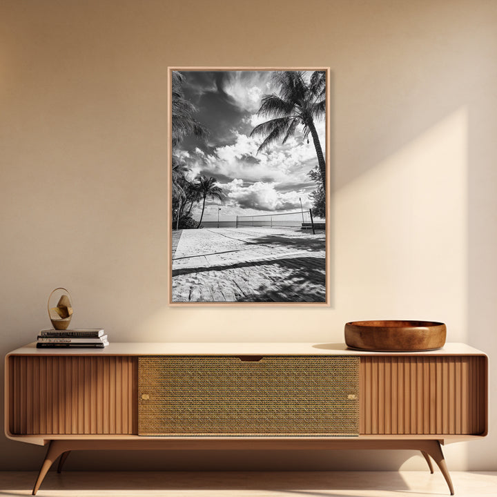 Beach Volleyball, Palm Trees, Island Sport, Canvas Print, Tropical Wall Art, Game Room Decor, Coastal Fitness Photography
