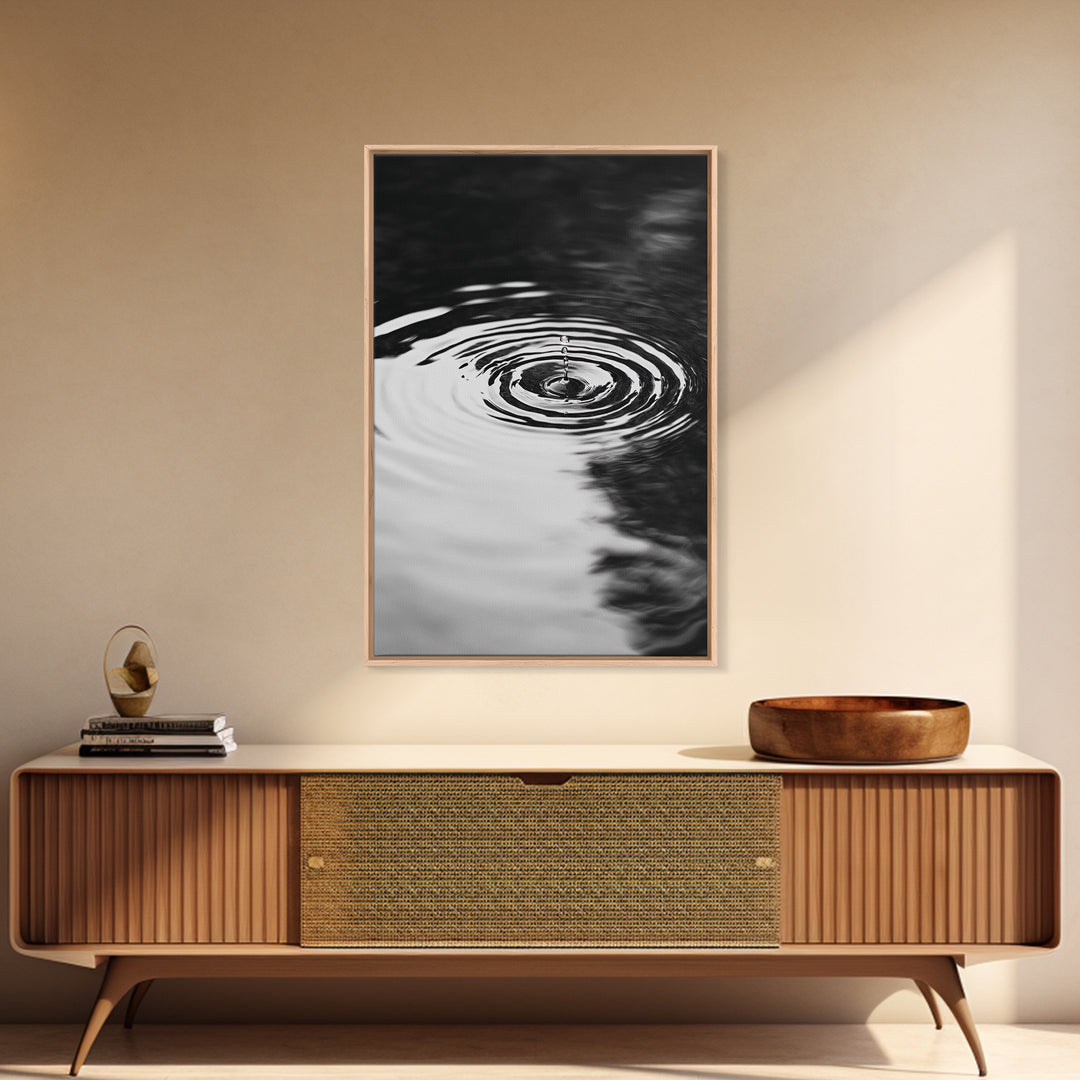 Ripple Effect, Water Drop, Zen Wall Art, Minimalist Black and White, Canvas Print, Bathroom Decor, Tranquil Art, Meditation Room Art