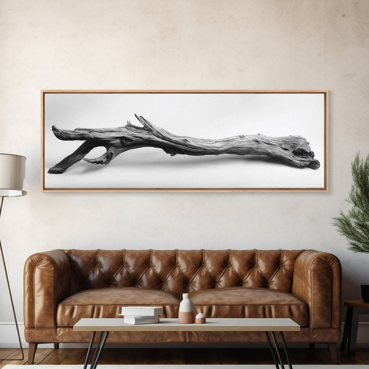 Driftwood Closeup, Minimal Nature Print, Scandinavian Neutral Decor, Framed Canvas Print, Modern Wall Art, Organic Texture Style