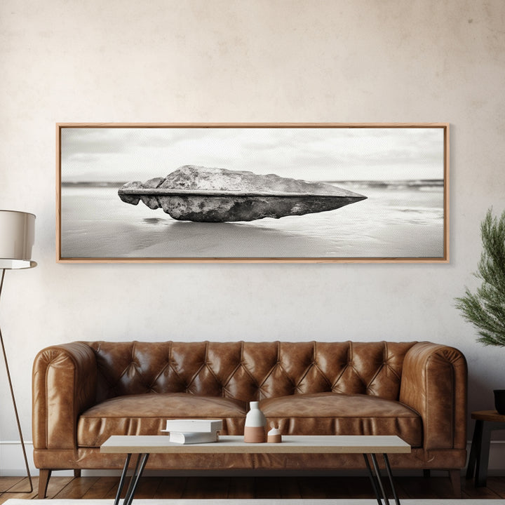 Beach Stone, Ancient Relic, Coastal Detail, Canvas Print, Minimalist art, Bathroom wall decor, Boho style, Neutral home aesthetic
