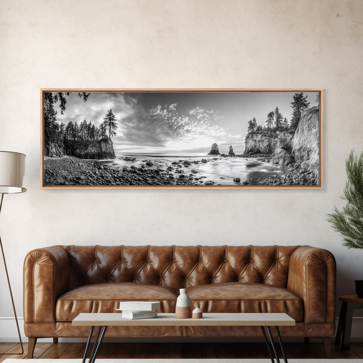 Rocky Coastal Trees, Forest Meets Ocean, Seaside Cliff View, Canvas Print, Nature Inspired Wall Art, Rustic Cabin or Beach House Decor