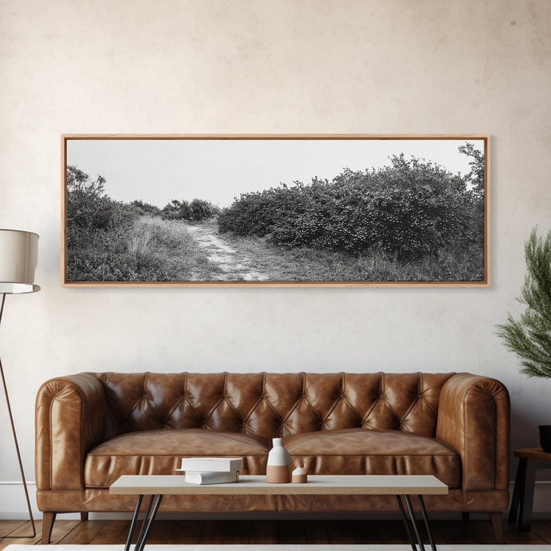 Wild Apple Path, Nature Overgrowth, Autumn Orchard Trail, Canvas Print, Fall Farmhouse Kitchen Art, Rustic Seasonal Wall Decor
