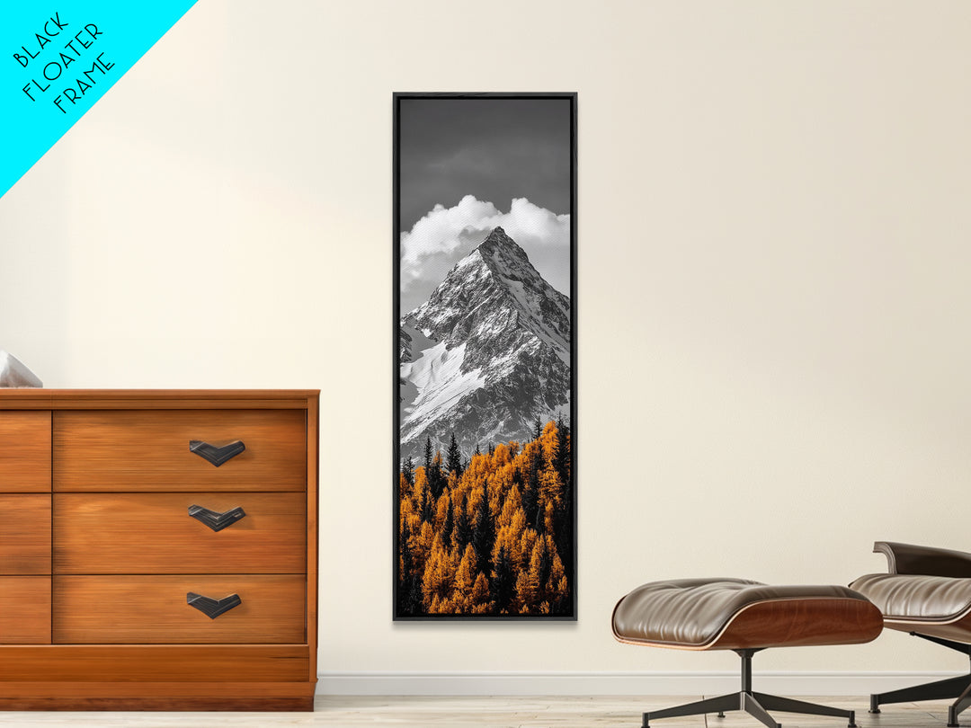 Majestic Peak, Autumn Trees, Nature Mountain Scene, Framed Canvas Print, Rustic Wall Art, Cabin Decor, Adventure Vibes, Fall Landscape Art