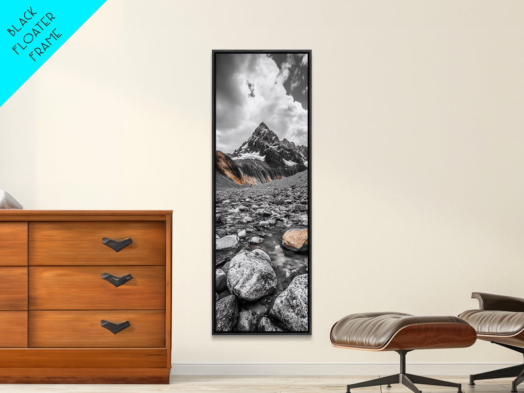 Rocky Peak, Wilderness Art, Orange Accent, Moody Landscape, Framed Canvas Print, Office Decor, Fall Mountainscape Photography