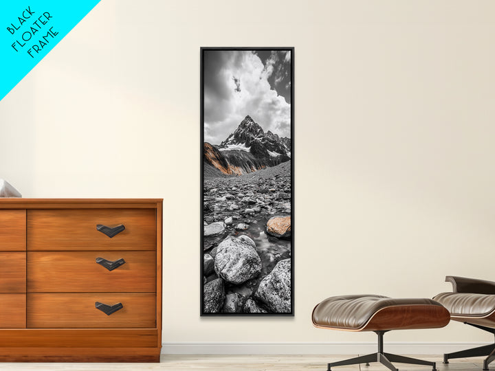 Rocky Peak, Wilderness Art, Orange Accent, Moody Landscape, Framed Canvas Print, Office Decor, Fall Mountainscape Photography
