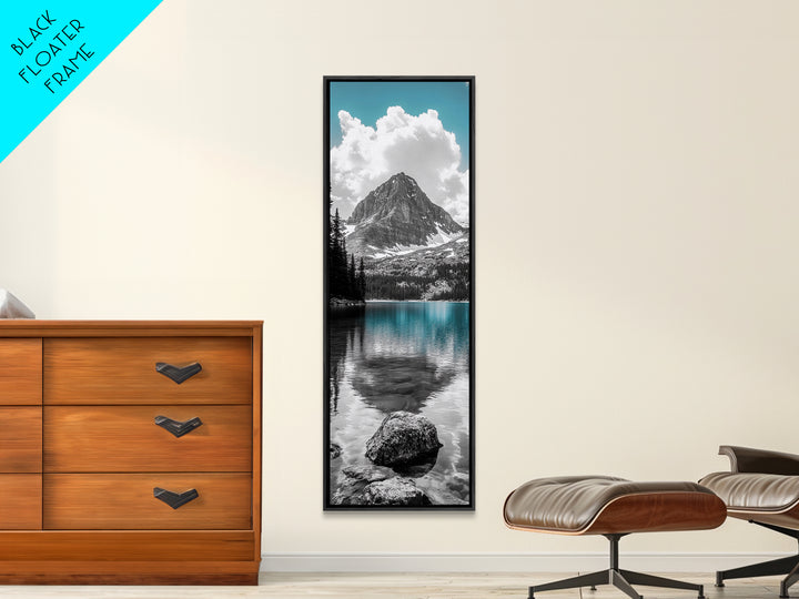 Lake Reflection, Blue Water, Mountain View, Nature Serenity, Canvas Print, Minimalist Wall Art, Bedroom Landscape Decor, Coastal Wall Art