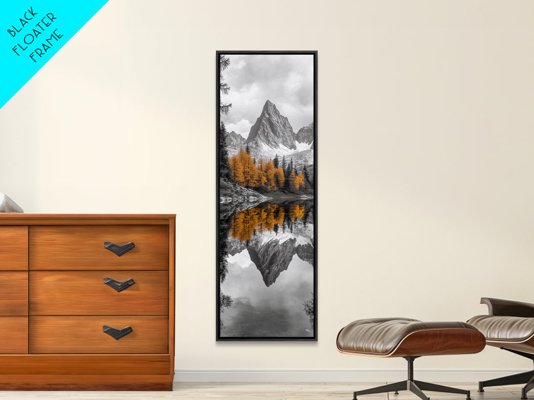 Peak Reflection, Autumn Forest, Serene Landscape, Framed Canvas Print, Tranquil Nature Art, Entryway Wall Art, Fall Mountain Wall Decor