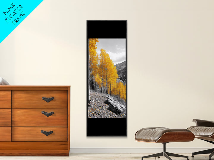 Golden Aspens, Fall Forest, Mountain Trees, Framed Canvas Print, Autumn Wall Art, Nature Cabin Decor, Fall Foliage, Rustic Living Room