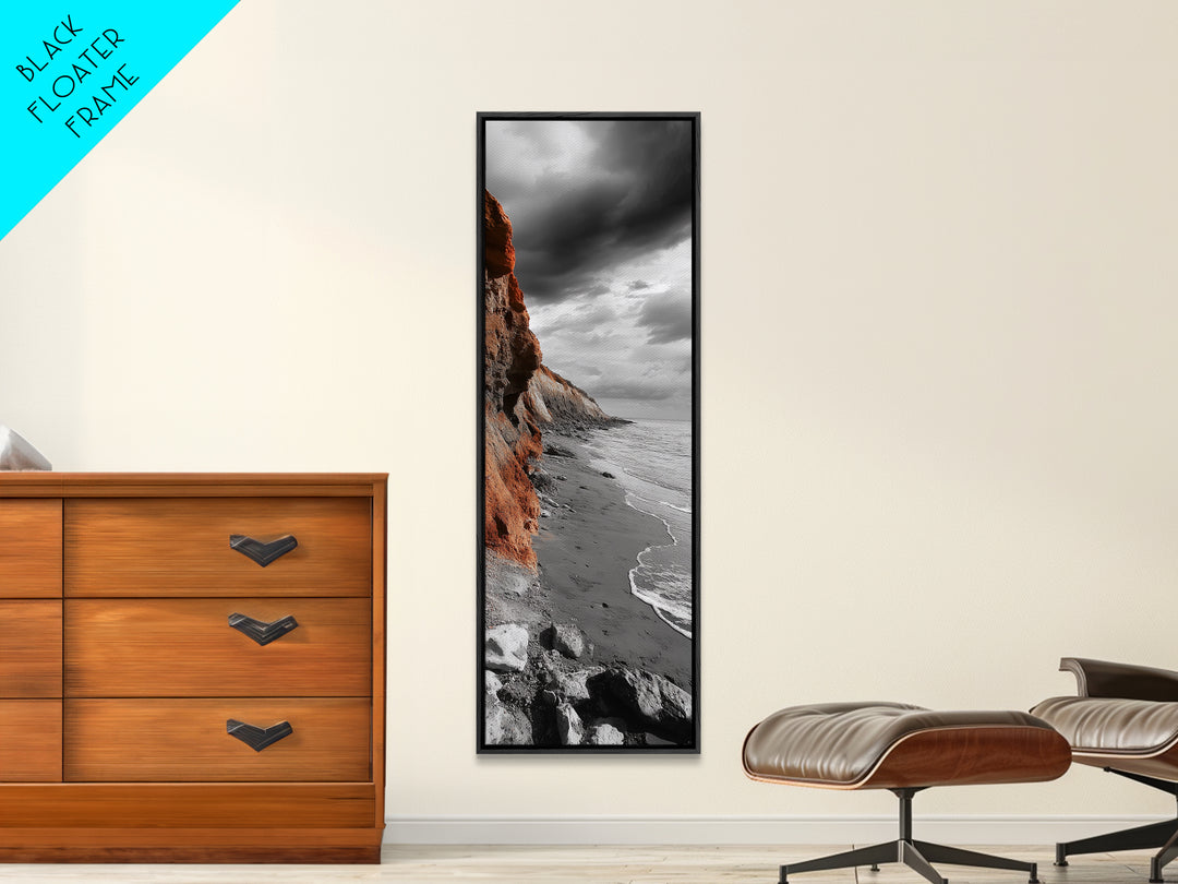 Coastal Cliffs, Orange Rocks, Seaside Drama, Fall Coastal Wall Art, Canvas Print, Earth Tone Decor, Hallway or Entryway Statement Piece