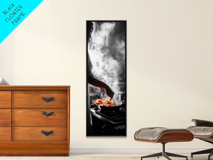 Cooking Scene, Kitchen Glow, Culinary Passion, Framed Canvas Print, Rustic Home Decor, Kitchen Wall Art, Warm Chef-Inspired Accent Piece