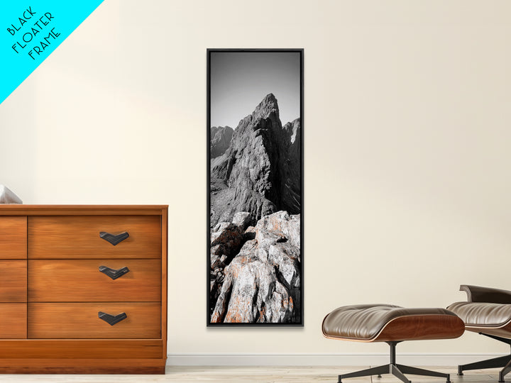 Rugged Mountain, Rocky Cliff, Adventure Landscape, Highland Scene, Nature Travel Art, Framed Canvas Print, Rustic Cabin Wall Decor