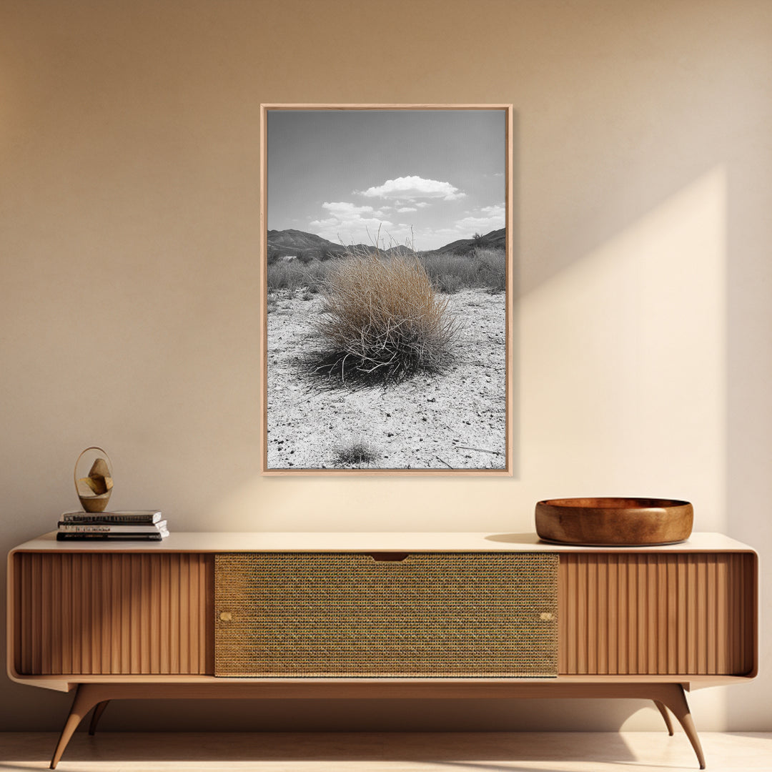 Desert Bush, Tumbleweed Scene, Dry Landscape, Minimalist Canvas Print, Desert Wall Art, Earth Tone Decor, Modern Living Room Art