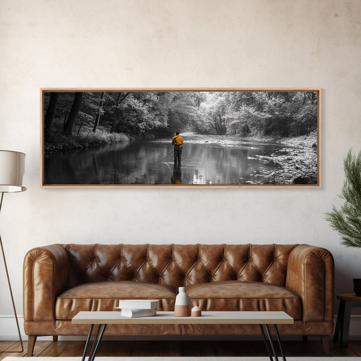 Autumn Fly Fishing, Yellow Jacket River Scene, Framed Canvas Print, Rustic Home Decor, Fisherman Gift, Nature Photography, Cabin Wall Art