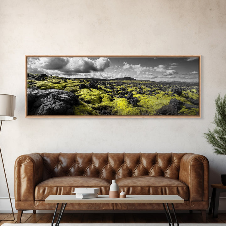 Golden Moss Hills, Modern Landscape, Earth Tones, Nature Scene, Canvas Print, Minimalist Art, Office Decor, Nature Lover Wall Art