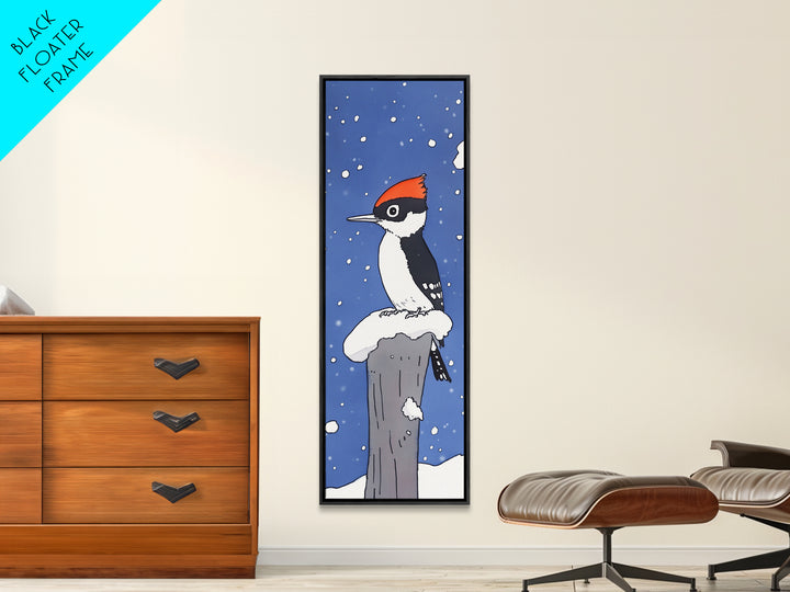 Pileated Woodpecker In Falling Snow Wall Art, Winter Bird Canvas Print, Woodland Wildlife Decor, Cabin Christmas Gift, Art Print