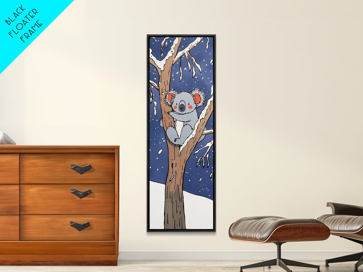 Cute Koala In Snowy Tree Canvas Print, Whimsical Animal Wall Art, Kids Room Decor, Nursery Wildlife Gift, Woodland Baby Decor
