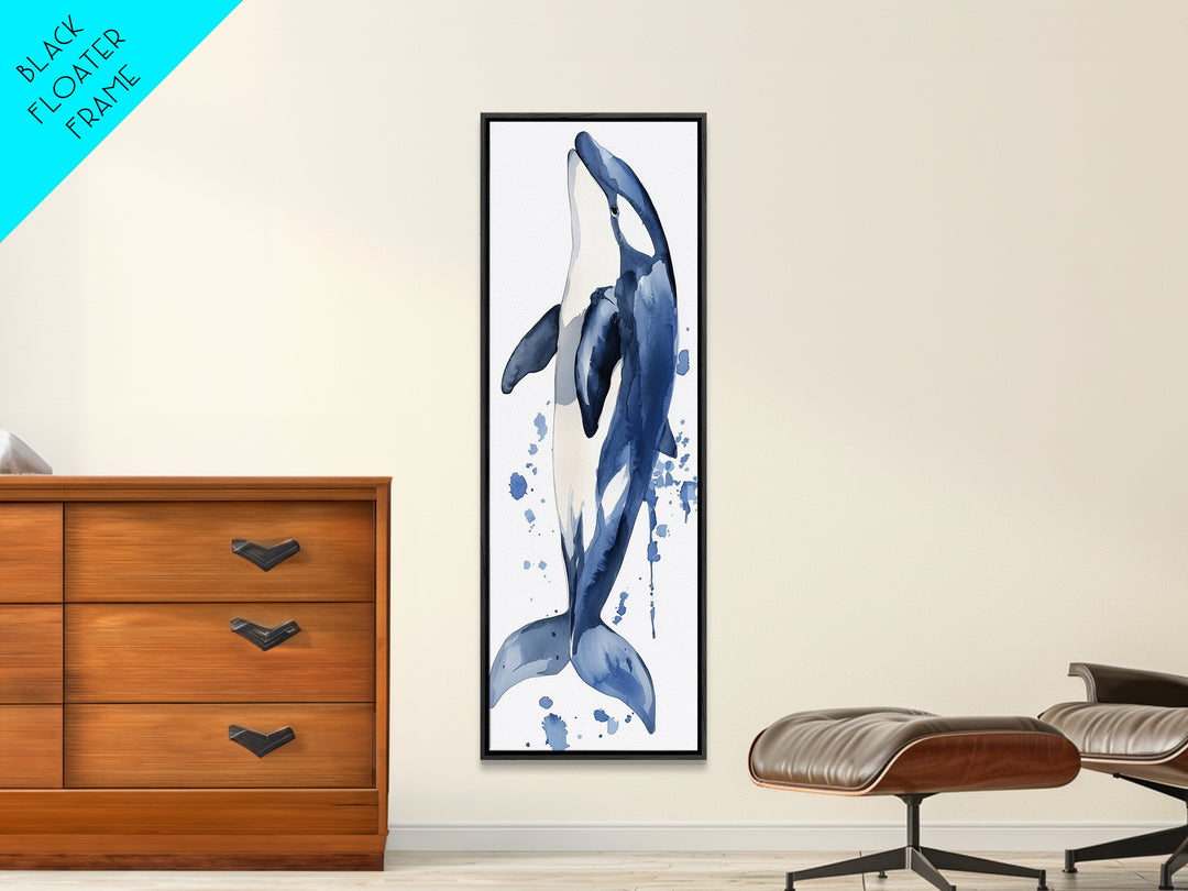 Blue Whale Watercolor Canvas Print, Ocean Animal Wall Art, Nautical Nursery Decor, Coastal Bathroom Art, Ocean Lover Gift