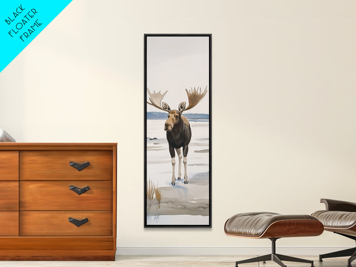 Snowy Moose Watercolor Wall Art, Rustic Wildlife Print, Cabin Decor, Winter Landscape Art, Nature Lover Housewarming Gift