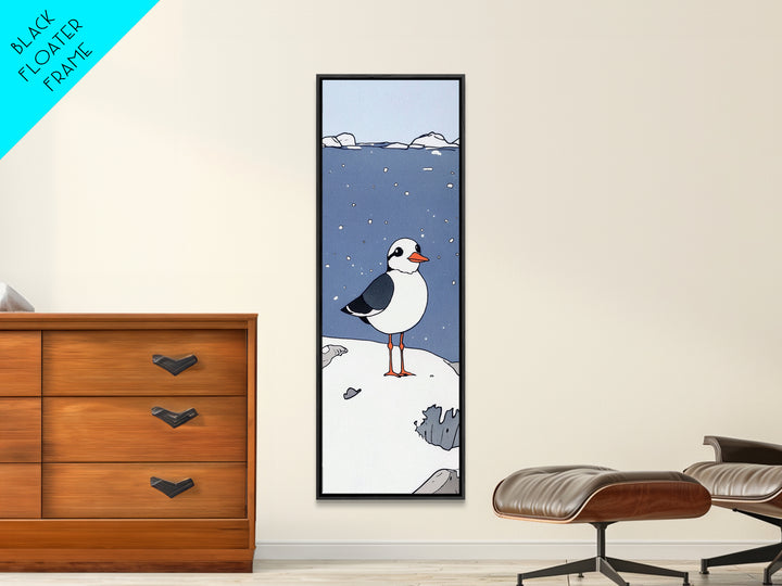 Whimsical Puffin Snow Scene Wall Art, Arctic Bird Print, Coastal Nursery Decor, Cute Animal Art, Winter Wildlife Gift, Kids Room Decor