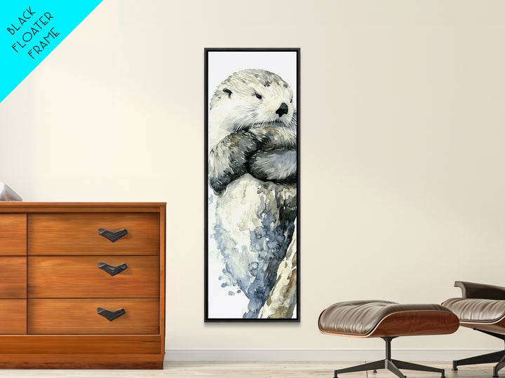 Cute Sea Otter Portrait Canvas Print, Coastal Animal Wall Art, Ocean Nursery Decor, Bathroom Wall Decor, Gift For Otter Lover
