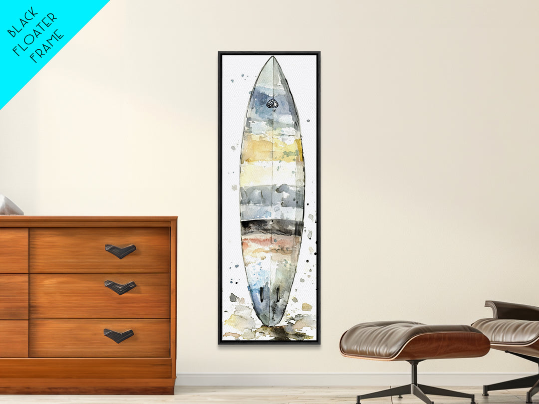 Weathered Surfboard Ocean Stripes Canvas Print, Coastal Wall Art, Beach House Decor, Nautical Wall Decor, Surf Art, Ocean Wall Art