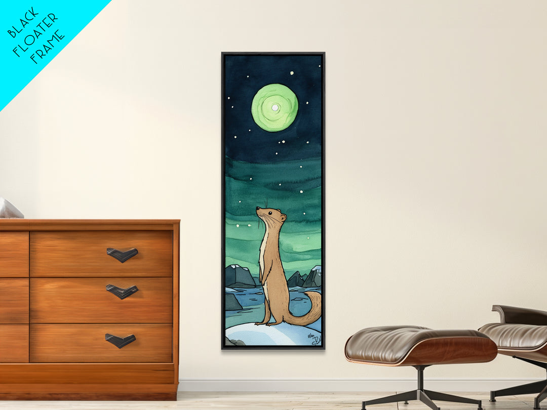 Otter Under Green Moon Aurora Wall Art, Whimsical Animal Print, Celestial Nursery Decor, Cute Kids Room Art, Gift For Her