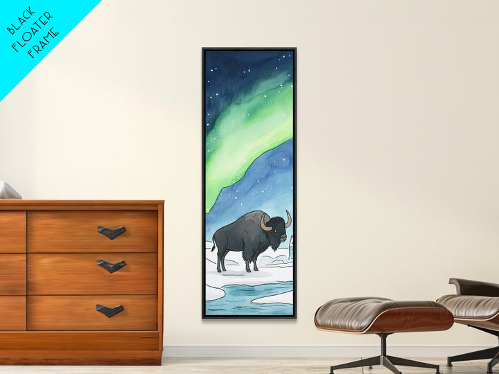 Aurora Bison Arctic Tundra Canvas Print, Wildlife Wall Art, Nature Inspired Decor, Kids Room Art, Animal Lover Gift Idea