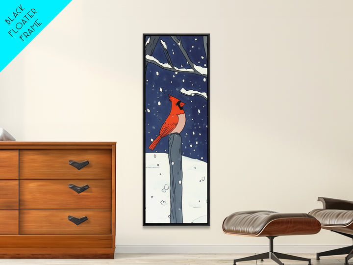 Red Cardinal On Snowy Fence Post Canvas Print, Winter Bird Wall Art, Rustic Home Decor, Christmas Gift, Nature Wall Decor