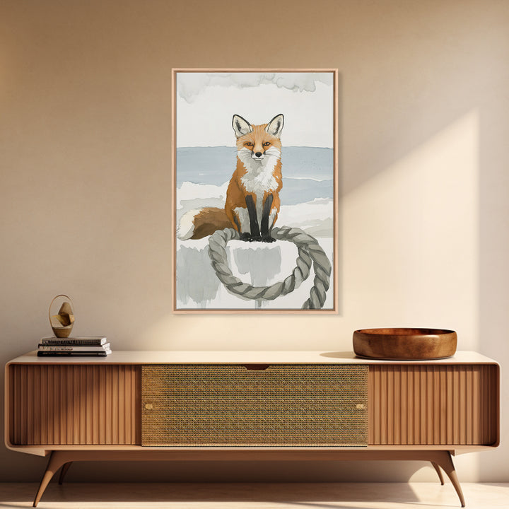 Red Fox By The Sea Wall Art, Coastal Animal Print, Woodland Nursery Decor, Beach House Gift And Nature Wall Decor For Kids