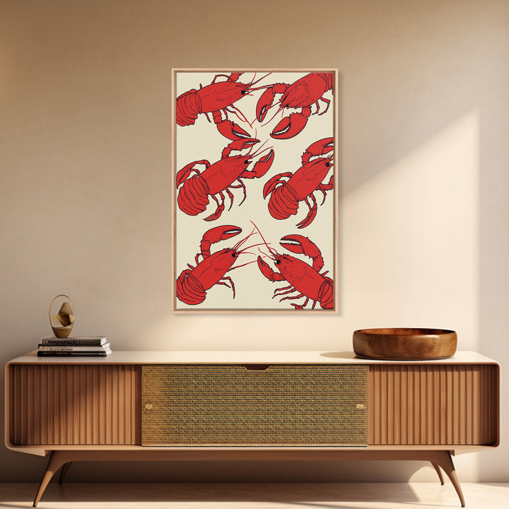 Close Up Red Lobsters Wall Art, Coastal Kitchen Decor, Seafood Print, Nautical Wall Decor, Beach House Dining Room Gift Idea