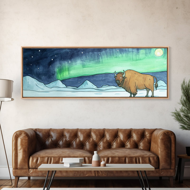 Aurora Musk Ox Arctic Tundra Wall Art, Northern Lights Animal Print, Winter Landscape Decor, Rustic Cabin Home Decor Gift