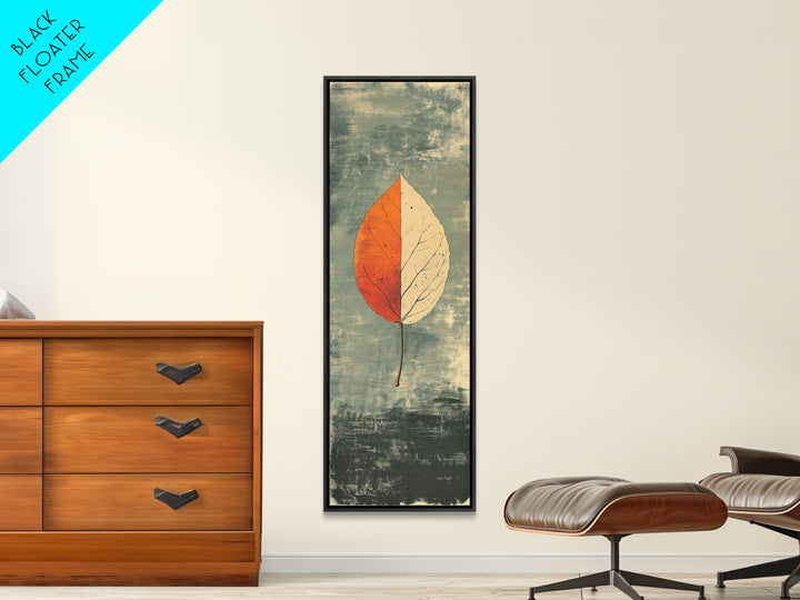 Single Autumn Leaf Minimalist Wall Art, Botanical Print, Japandi Neutral Decor, Earth Tone Modern Home Decor Framed Canvas Print