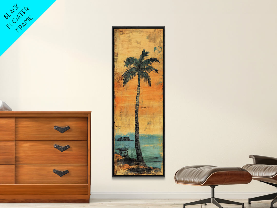 Tall Palm Tree Canvas Print, Coastal Sunset Beach Wall Decor, Tropical Wall Art, Summer Ocean Home Decor, Beach House Gift