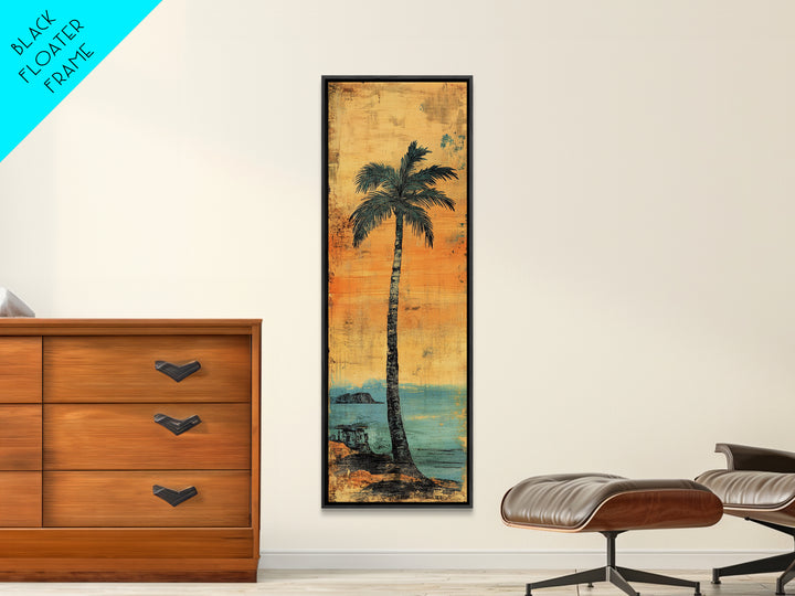 Tall Palm Tree Canvas Print, Coastal Sunset Beach Wall Decor, Tropical Wall Art, Summer Ocean Home Decor, Beach House Gift