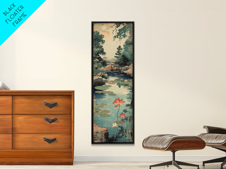 Lotus Pond With Water Lilies Canvas Print, Japanese Garden Wall Art, Serene Nature Print, Zen Home Decor For Living Room