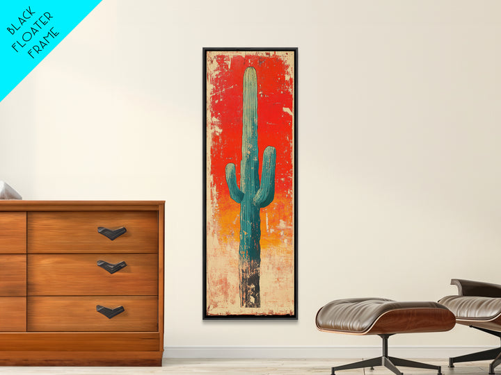Tall Saguaro Cactus Wall Art, Desert Sunset Canvas Print, Southwestern Wall Decor, Arizona Boho New Home Decor Gift For Him