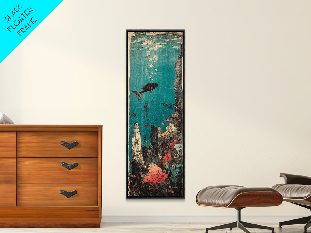 Tropical Fish And Coral Reef Canvas Print, Underwater Ocean Wall Art, Coastal Bathroom Decor, Marine Life Nursery Art Print