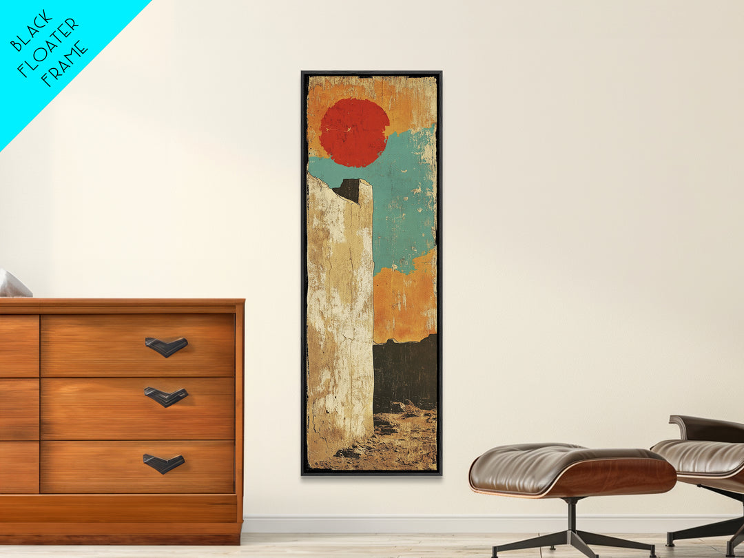 Minimalist Red Sun Desert Wall Art, Modern Abstract Landscape Canvas Print, Warm Earth Tone Decor For Entryway And Home Decor